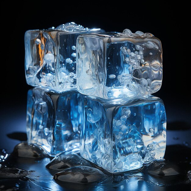 ice cubes on dark background