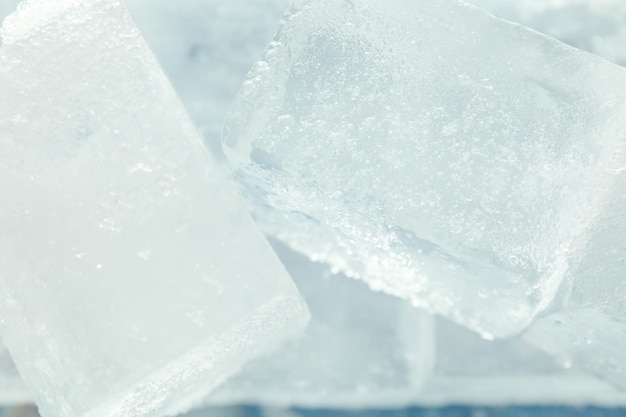 Ice cubes or ice forms for drinks close up