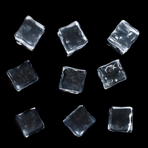 Ice cubes isolated on black