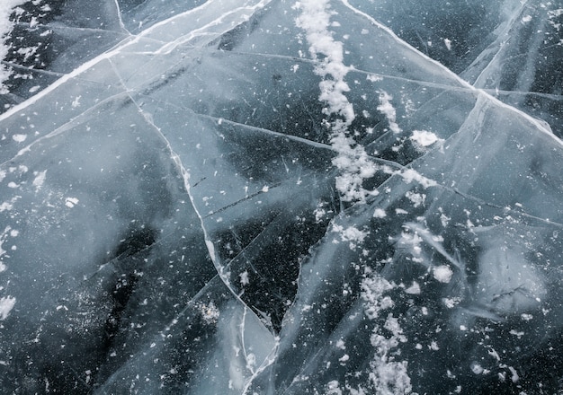 Ice of lake Baikal, Siberia, Russia. 