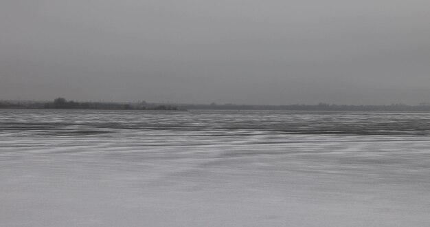 ice on the lake during frosts