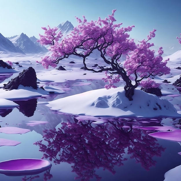 Ice land With Cherry Blossom