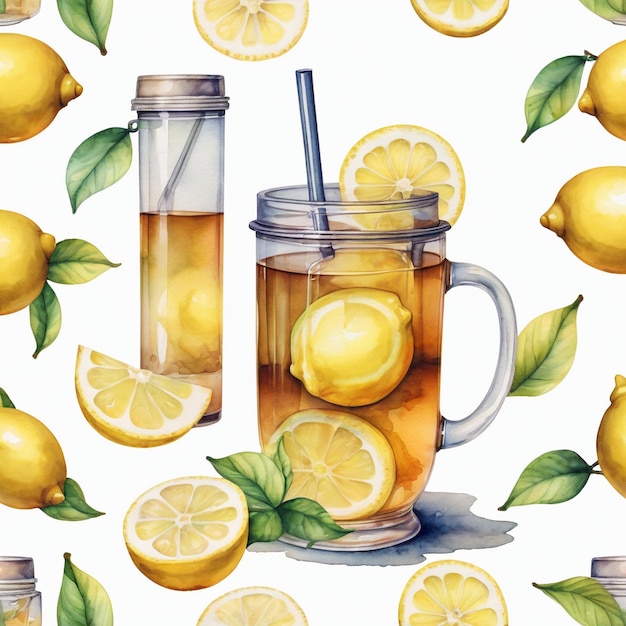 Ice Lemon Tea Ilustration Design