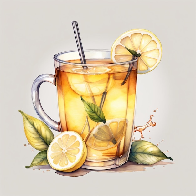 Ice Lemon Tea Ilustration Design