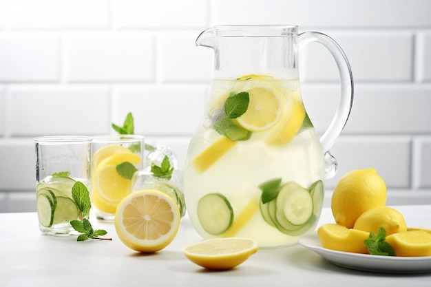 Ice lemonade with cucumber