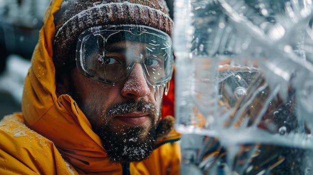 Ice Sculptor wearing coldresistant gear