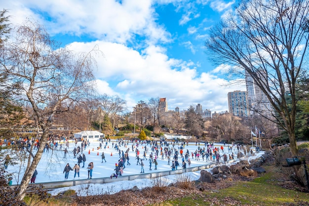 Ice skating in Central Park in winter