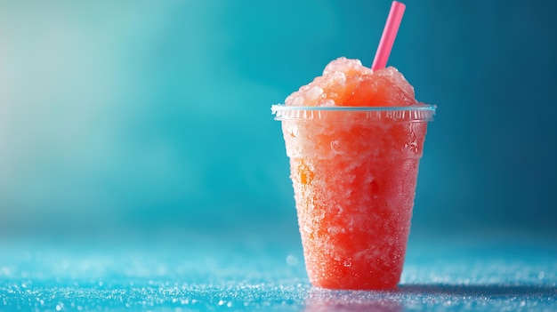 Photo ice slushy in a plastic cup