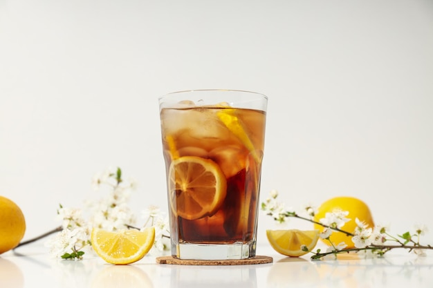 Ice tea drink for refreshing in hot summer weather