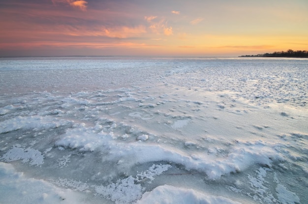 Ice on water surface