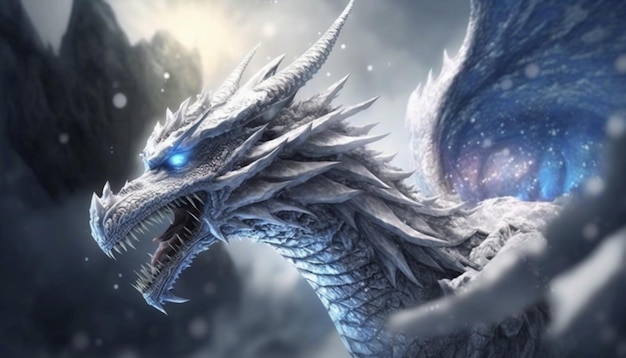 Ice White Dragon Art