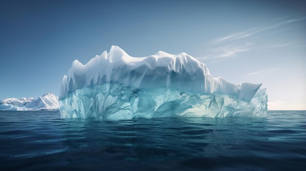 Iceberg in Clear Blue Water with Hidden Danger