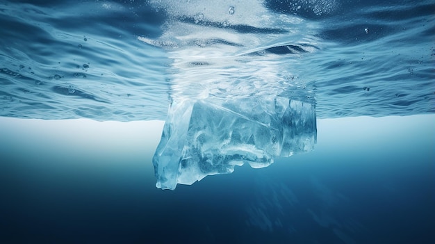 Iceberg in Clear Blue Water with Hidden Danger