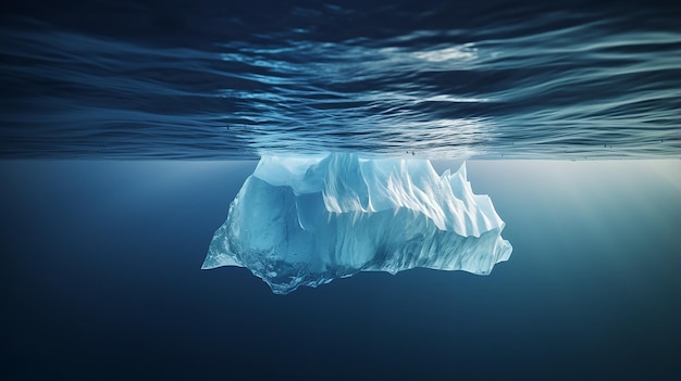 Iceberg in Clear Blue Water with Hidden Danger