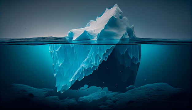 Iceberg concept underwater risk dark hidden threat or danger concept Generative AI