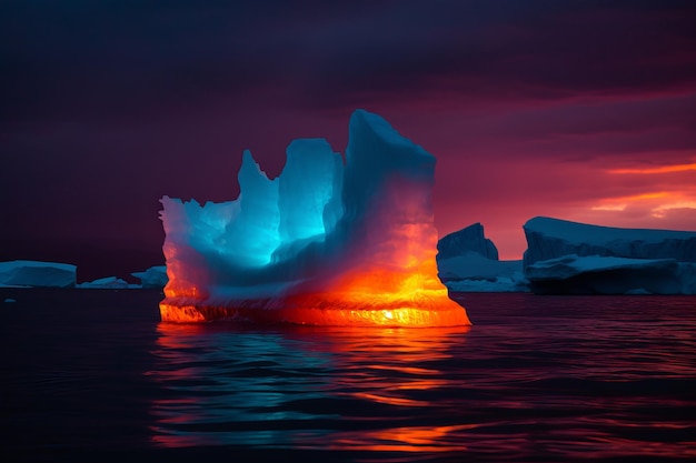 Iceberg neon colors Generate Ai