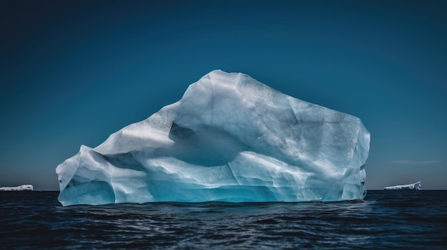 An iceberg in the ocean with the word ice on it