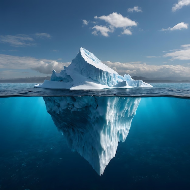 Iceberg Split in Two Above and Below the Surface