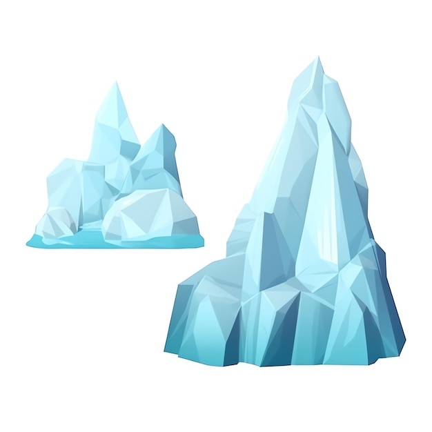 An iceberg with a blue base and a white background.