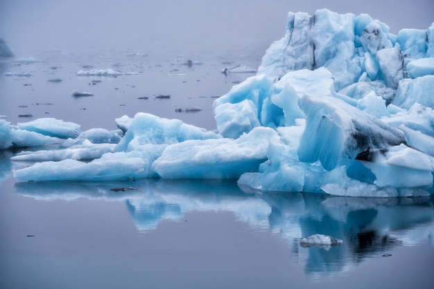 Icebergs in Jokulsarlon glacial lagoon in Iceland.