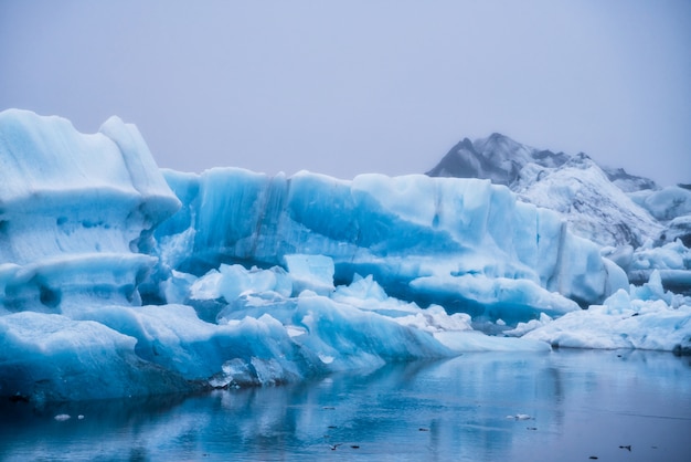 Icebergs in Jokulsarlon glacial lagoon in Iceland.