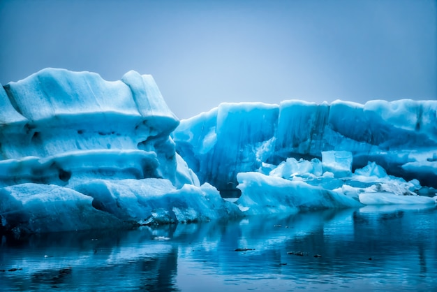 Icebergs in Jokulsarlon glacial lagoon in Iceland.