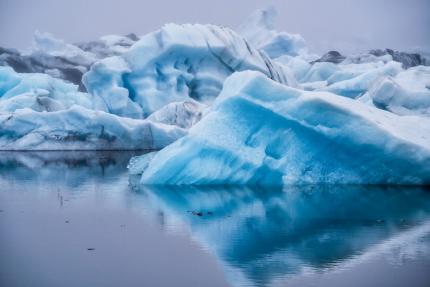 Icebergs in Jokulsarlon glacial lagoon in Iceland.