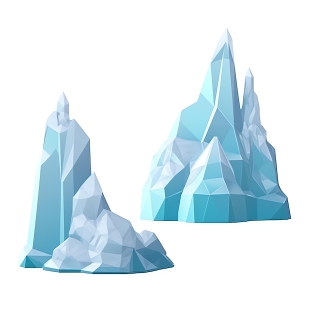 Icebergs on a white background