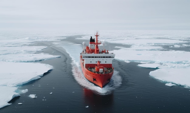 The icebreaker's hull cuts through ice sailing the Atlantic Creating using generative AI tools