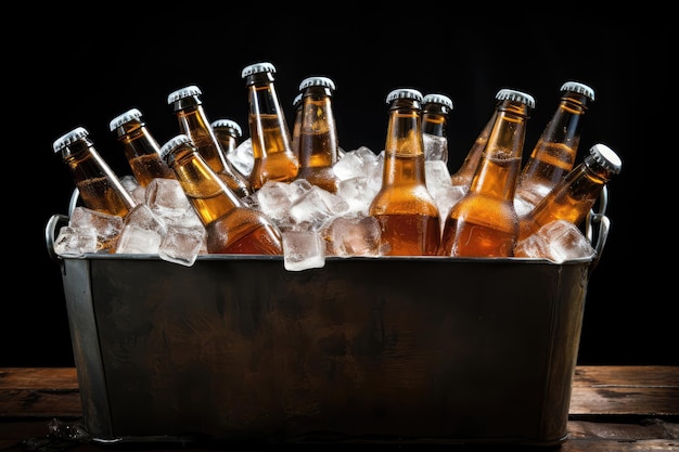 Icecold Beer Bottles In Metal Tub