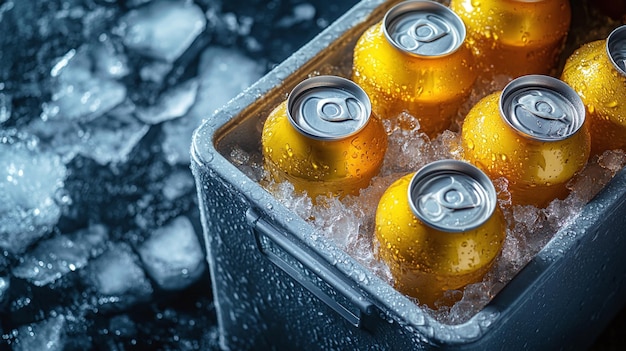 IceCold Beer Cans in Cooler