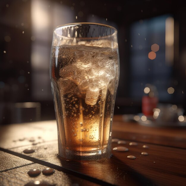 An icecold glass of carbonated beer generative ai