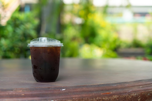 Iced black coffee or americano coffee