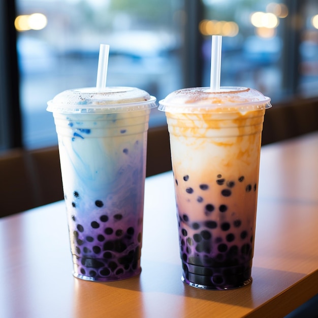 Iced Bubble Taro Tea or Milk Tea