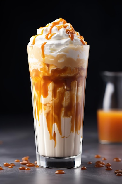 Iced Caramel Latte Coffee in a tall Glass