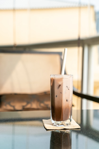 iced chocolate cocoa glass