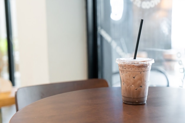 iced chocolate milkshake in coffee shop cafe