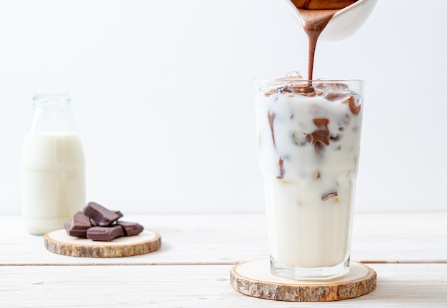 Iced chocolate milkshake drink