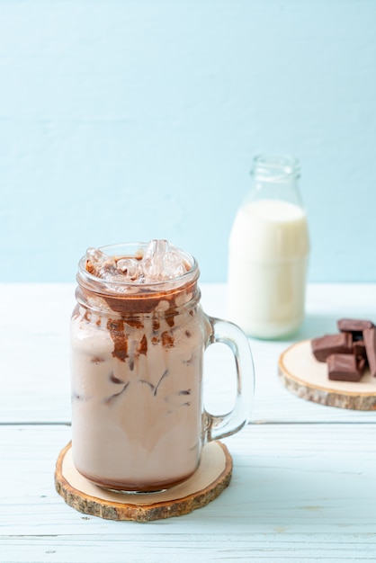 Iced chocolate milkshake drink