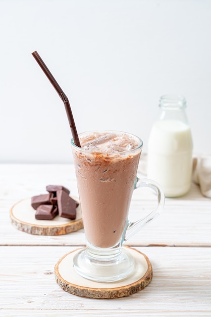 Iced chocolate milkshake drink