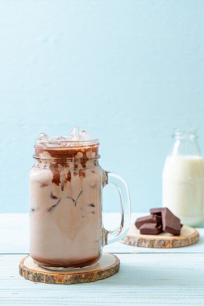 Iced chocolate milkshake drink