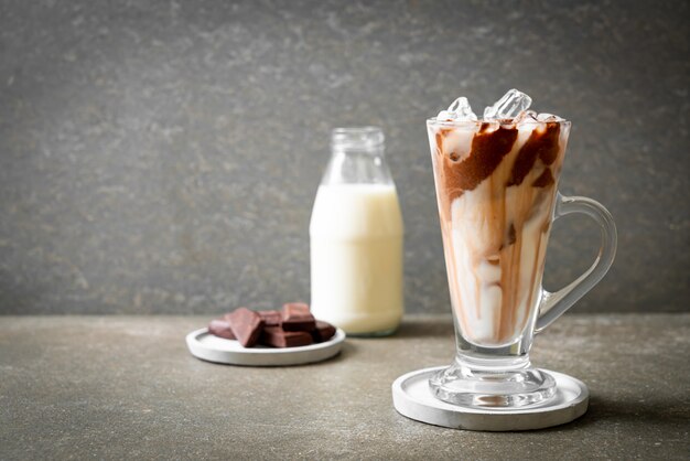 Iced chocolate milkshake drink