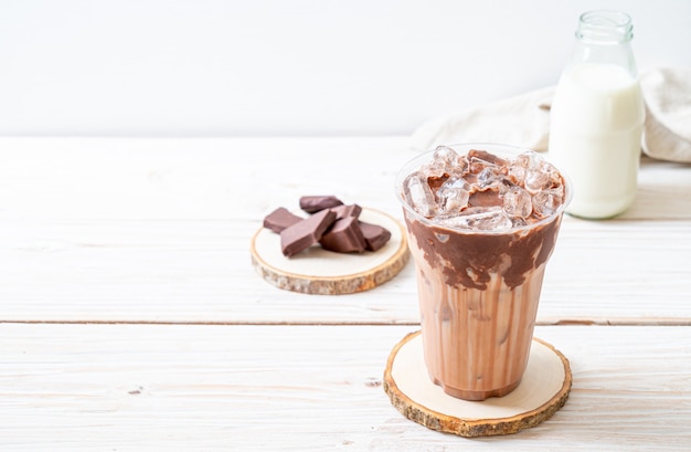 Iced chocolate milkshake drink