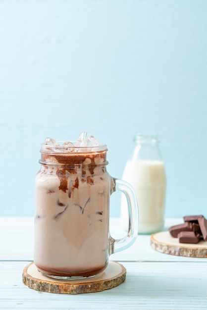 Iced chocolate milkshake drink