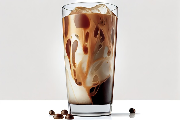 Iced coffee in a tall glass Generative Ai