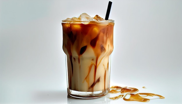 Iced coffee on a white background isolated AI generative