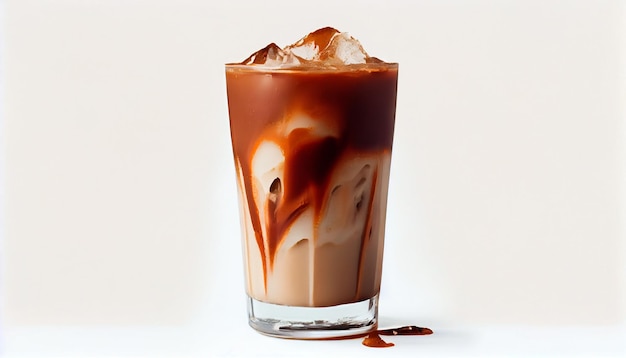 Iced coffee on a white background isolated AI generative