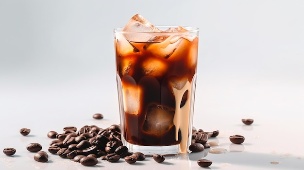 Iced coffee on a white background isolated Generative AI