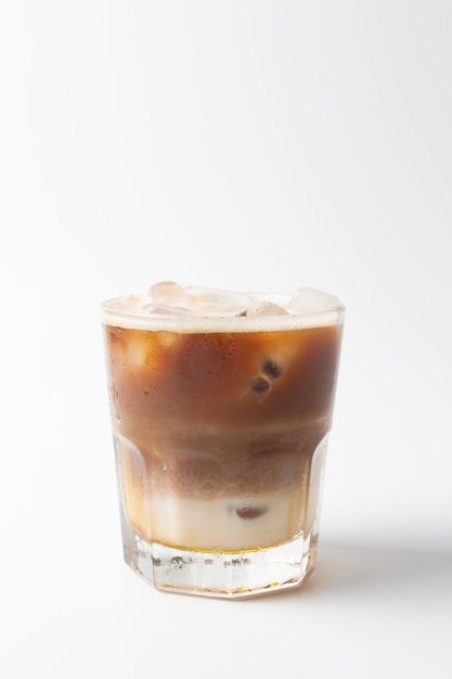 Iced coffee on white background