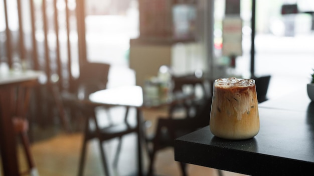 iced coffee with milk ready to drink at the cafe